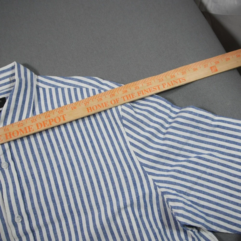 Banana Republic Linen Cotton Untucked Stripe Nautical Slim Fit Striped Shirt XL